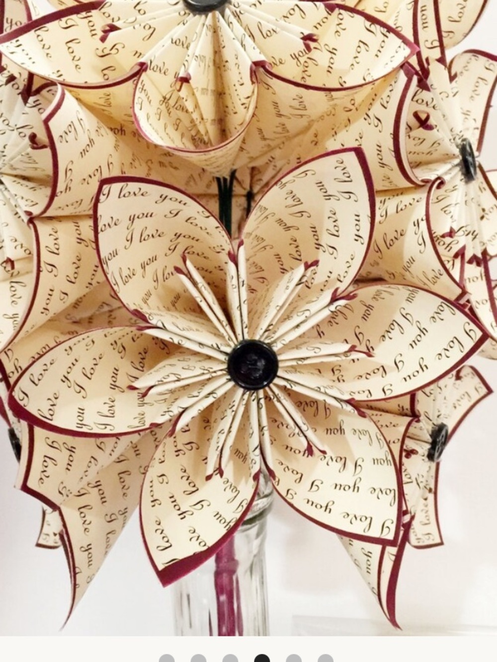 🌸Handmade Paper Flower Bouquet with Script "I love you" Accents🌸